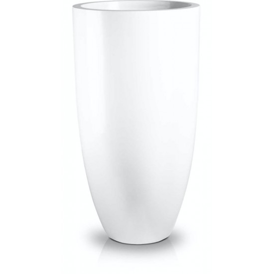 Stiklo pluošto vazonas FIBERGLASS, apvalus, baltas, 55 x 100(A) cm